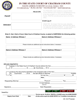 Witness Subpoena for Production of Documentary Evidence