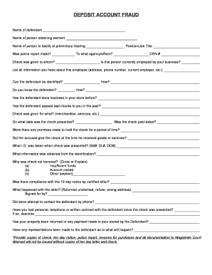 Deposit Account Fraud Affidavit