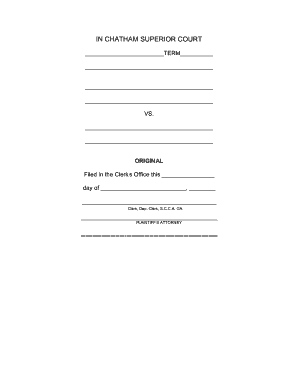 Chatham Superior Court Plaintiff Attorney Form