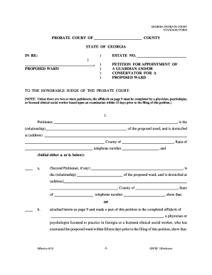 Georgia Guardian and Conservator Petition