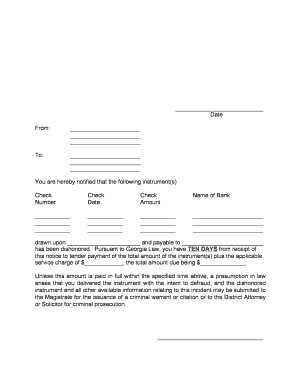 Georgia Dishonored Check Notice