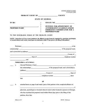 Georgia Emergency Guardian/Conservator Petition