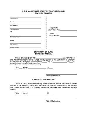 Georgia Magistrate Court Appeal Notice