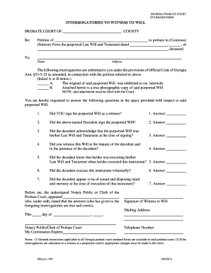 Georgia Will Witness Interrogatories