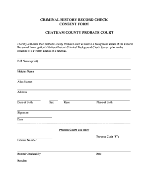 Criminal History Record Check Consent Form