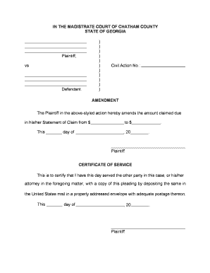Amendment to Statement of Claim