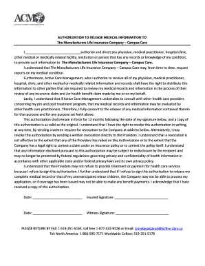 Authorization to Release Medical Information