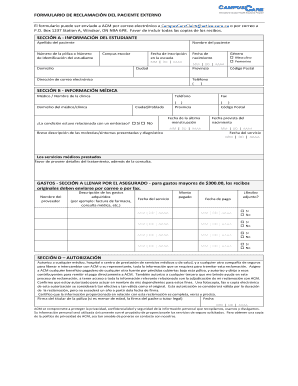 FORMULARIO DE RECLAMACIÓN DEL PACIENTE EXTERNO