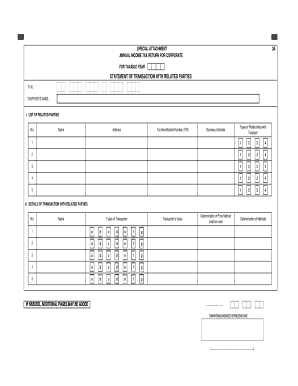 Annual Corporate Income Tax Return - Related Party Transactions