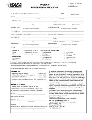 ISACA Student Membership Application