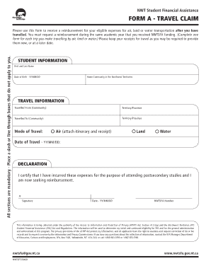 NWT Student Travel Claim Form