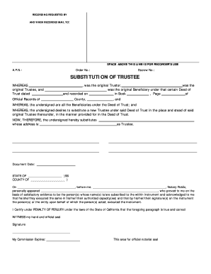 California Substitution of Trustee Form