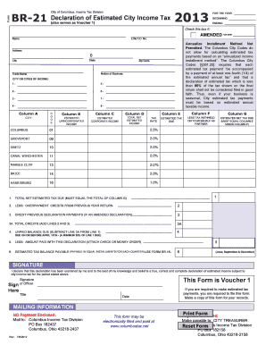 Columbus City Income Tax Declaration