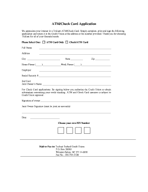 Truliant ATM/Check Card Application