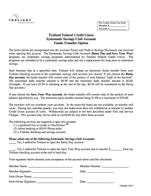 Truliant Systematic Savings Club Account Form