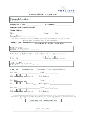 Business Debit Card Application