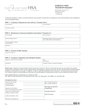 Domestic Wire Transfer Request