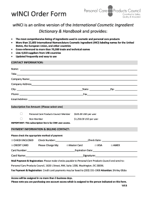 wINCI Order Form
