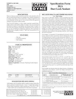 Duct Sealing Specification Form