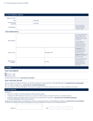 Practice Management Enrolment Form