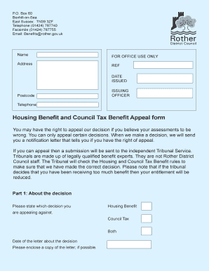 Housing Benefit and Council Tax Benefit Appeal bformb - rother gov