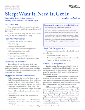 Sleep Health Educational Leader's Guide