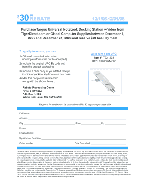 Targus Notebook Docking Station Rebate Form