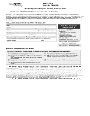Kingston Mail-In Rebate Form