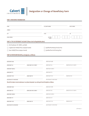Designation or Change of Beneficiary Form