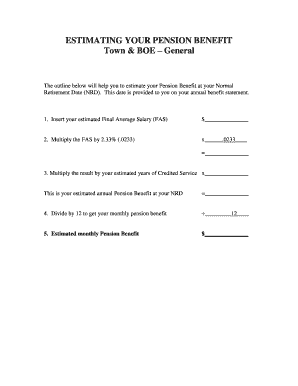 Pension Benefit Estimation Form