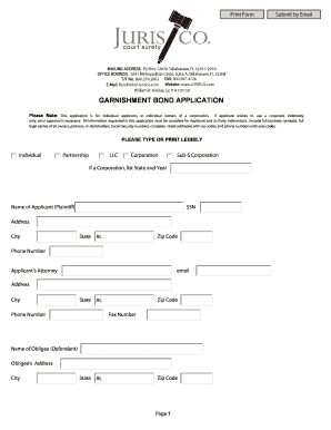 Garnishment Bond Application