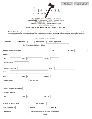Distress for Rent Bond Application