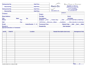 AmeriSci Chain of Custody Form