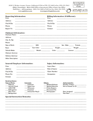 Investigation Assignment Form