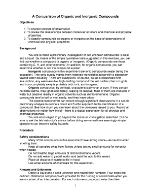 Organic vs Inorganic Compounds Lab Report