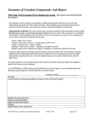 Geometry of Covalent Compounds Lab Report