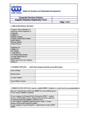 Supplier Database Registration Form