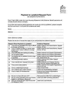 UK Tenant Payment to Landlord Request Form