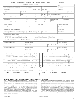 Aspen Square Rental Application