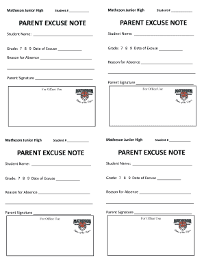 Parent Excuse Note