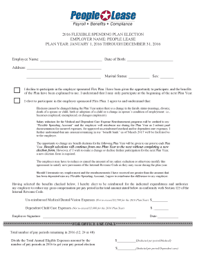 2016 Flexible Spending Plan Election Form