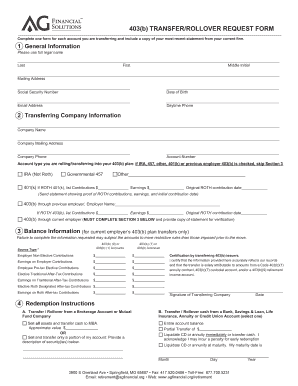403(b) Rollover/Transfer Request Form