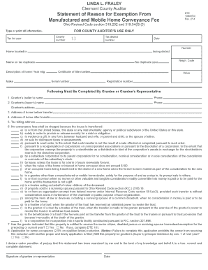 Ohio Manufactured and Mobile Home Conveyance Fee Exemption Form