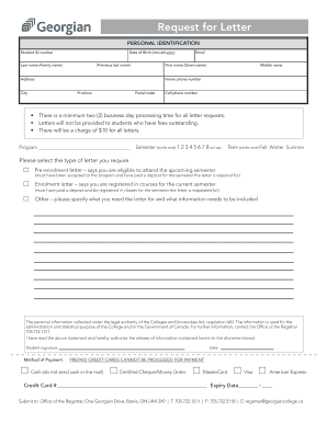 Student Letter Request Form