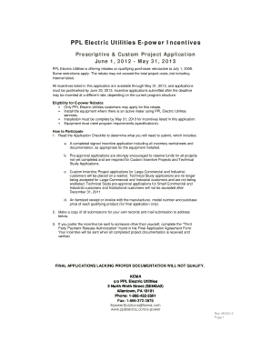 PPL Electric Utilities E-power Incentives Application