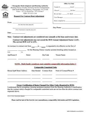Housing Choice Voucher Rent Adjustment Form