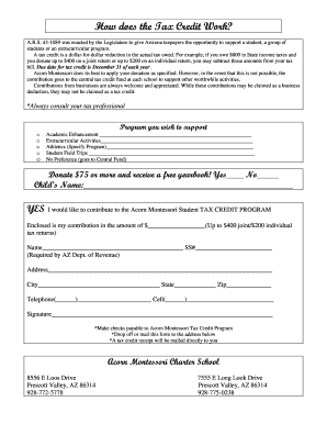 Arizona Tax Credit Donation Form
