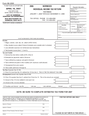 Norwood Individual Income Tax Return