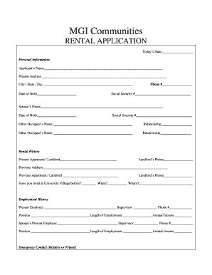 Rental Application Form