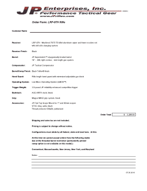Order Form for LRP-07H Rifle
